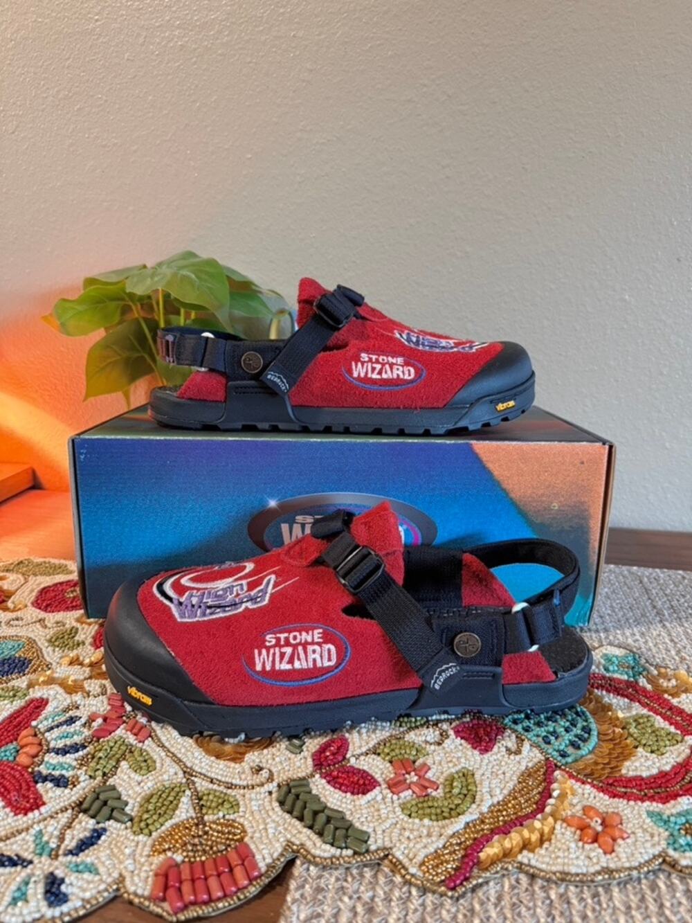 Bedrock x High Wizard Stone Wizard Mountain Clog Leather Suede Hidden Red Sandal